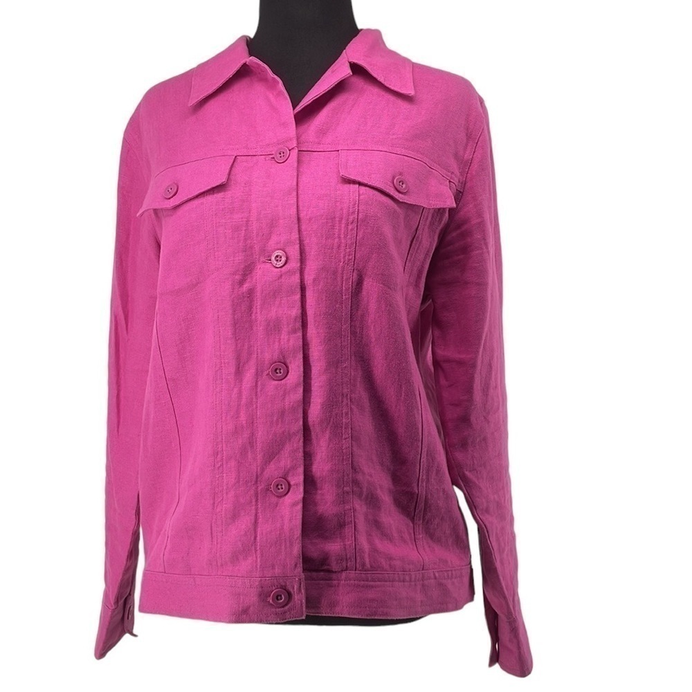 Relativity Barbie pink linen jacket light weight vacation coastal  sz sm